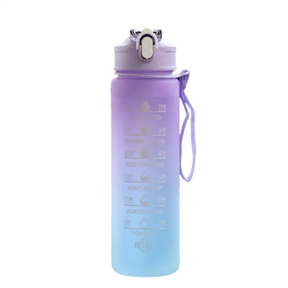 Time-Marked Sports Water Bottle with Straw and Leak-Proof Flip Lock – Portable Hydration Bottle for Outdoor Activities