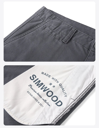 SIMWOOD Men’s Straight-Leg Chino Pants – 2025 Autumn Collection, 320gsm Washed Fabric, Plus Sizes Available