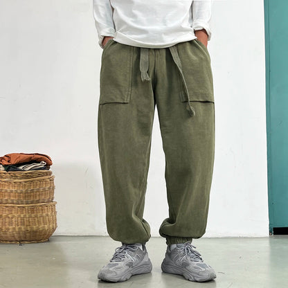 Premium Plus-Size Men's Sweatpants, Loose Fit Streetwear Joggers, Korean Style Baggy Harajuku Trousers