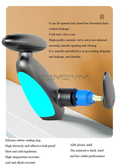 360° Rotating LED Basin Faucet with 4 Water Modes, Pull-Out Spout & Temperature Sensor – Drip-Free Hot & Cold Mixer Tap