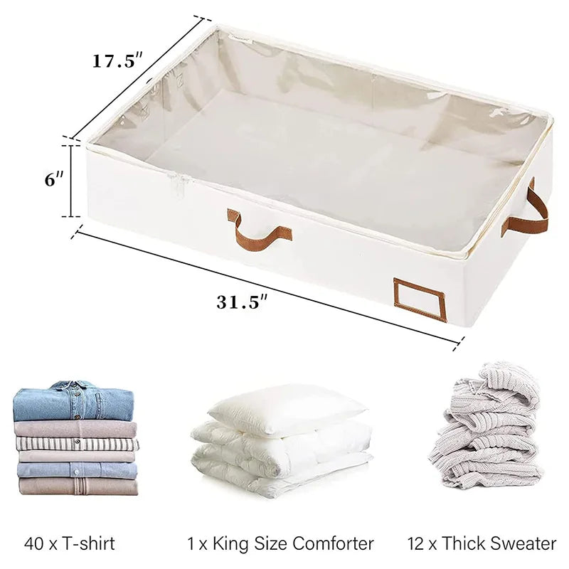 4-Pack Foldable Underbed Storage Boxes for Clothes – Durable Clothes Organizer with Sturdy Frame and Thick Fabric