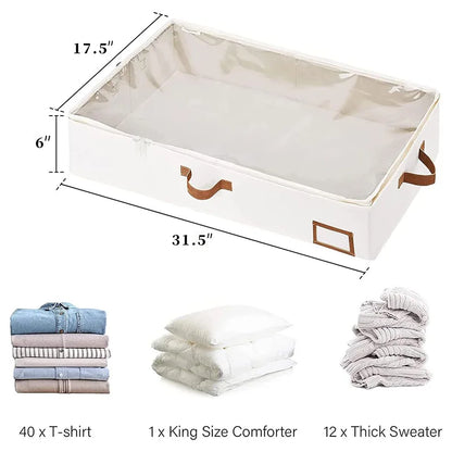 4-Pack Foldable Underbed Storage Boxes for Clothes – Durable Clothes Organizer with Sturdy Frame and Thick Fabric