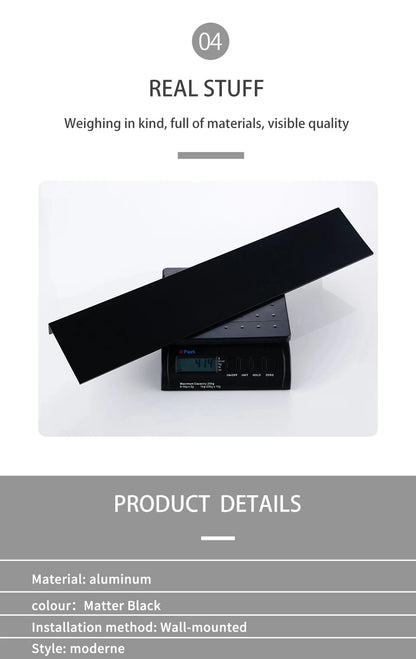 Matte Black Wall-Mounted Shelf – Modern Bathroom & Kitchen Storage Rack (30-50cm) – Shower Organizer Wholesale Promotion