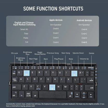 Jomaa Mini Portable Folding Bluetooth Keyboard Rechargeable for Laptop, iPad, and Phone