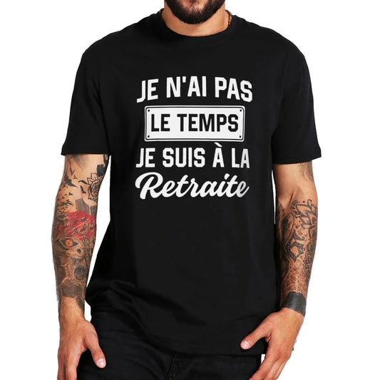 Retro "My Retirement" T-Shirt – Funny French Retired Dad Gift for Men, Papa Clothing, 100% Cotton Casual Unisex Tee, EU Sizes Available