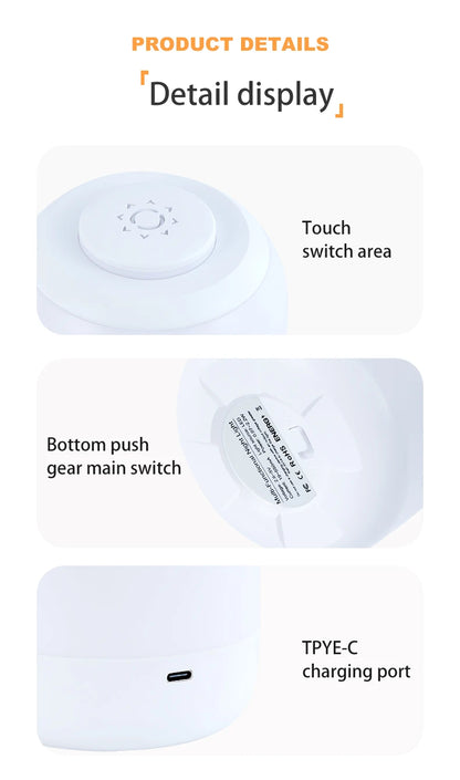Portable USB LED Touch Sensor Night Lamp – Table and Bedside Lamp for Bedroom, Kids, and Gifts &nbsp;