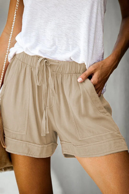 2023 Summer Women's High-Waisted Casual Shorts – European &amp; American Style Lace-Up Loose Fit Twill Wide-Leg Pants &nbsp;