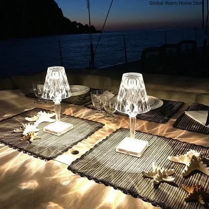USB-Powered Diamond Crystal LED Table Lamp – Acrylic Decorative Night Light for Bedroom, Living Room, or Restaurant Ambiance