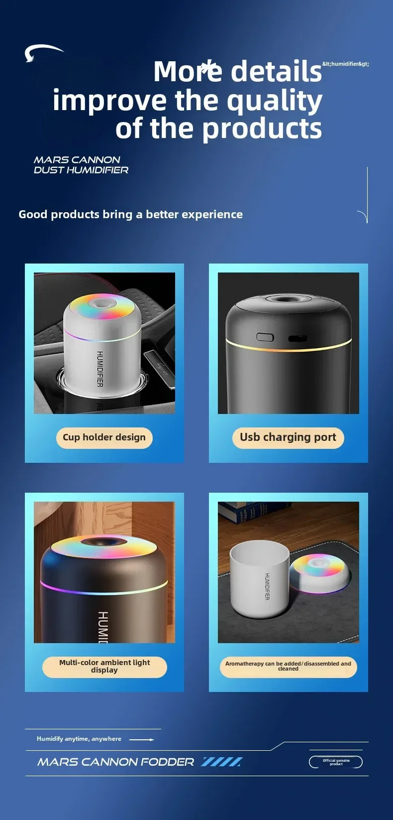 Mini USB Electric Air Humidifier 180ML with Aroma Diffuser, Essential Oil Purifier, and Aromatherapy Mist for Home and Bedroom