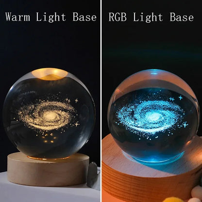 3D Laser Engraved Solar System Crystal Ball Night Light – Planet Globe Lamp for Home Décor, Astronomy Gift, Birthday Present