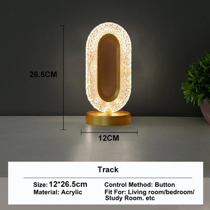 3D Crystal Track Night Light with Touch Control – USB Rechargeable LED Bedside Lamp for Girls’ Room &amp; Home Aesthetic Decor