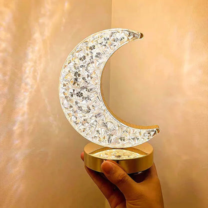 Crystal 3D Moon Night Light – Touch Dimmable USB LED Table Lamp for Bedroom &amp; Home Decor, Aesthetic Bedside Light for Girls' Room &nbsp;