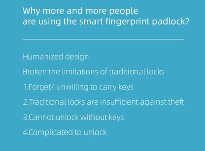 Smart Bluetooth Fingerprint Padlock with Remote Unlock via Tuya App and Extended Battery Life