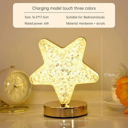 Crystal 3D Moon Night Light – Touch Dimmable USB LED Table Lamp for Bedroom &amp; Home Decor, Aesthetic Bedside Light for Girls' Room &nbsp;