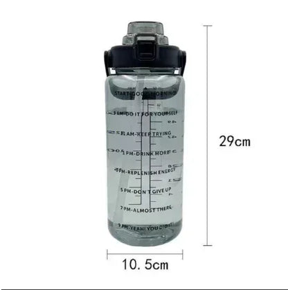 2L Large Capacity Sports Water Bottle with Straw – Time Marker Leakproof Plastic Cup for Fitness & Outdoor Use