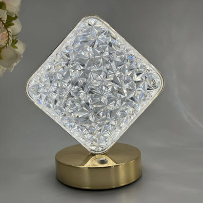 Rechargeable Crystal Touch Dimmable Night Lamp for Bedroom, Girls’ Room, USB LED Ambient Table Light with 3D Moon Design