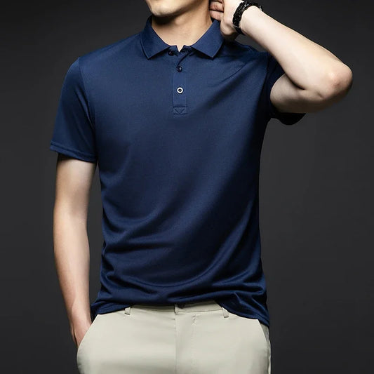 Men's Solid Color Polo Shirt – Summer Short Sleeve, Breathable & Comfortable Casual Top