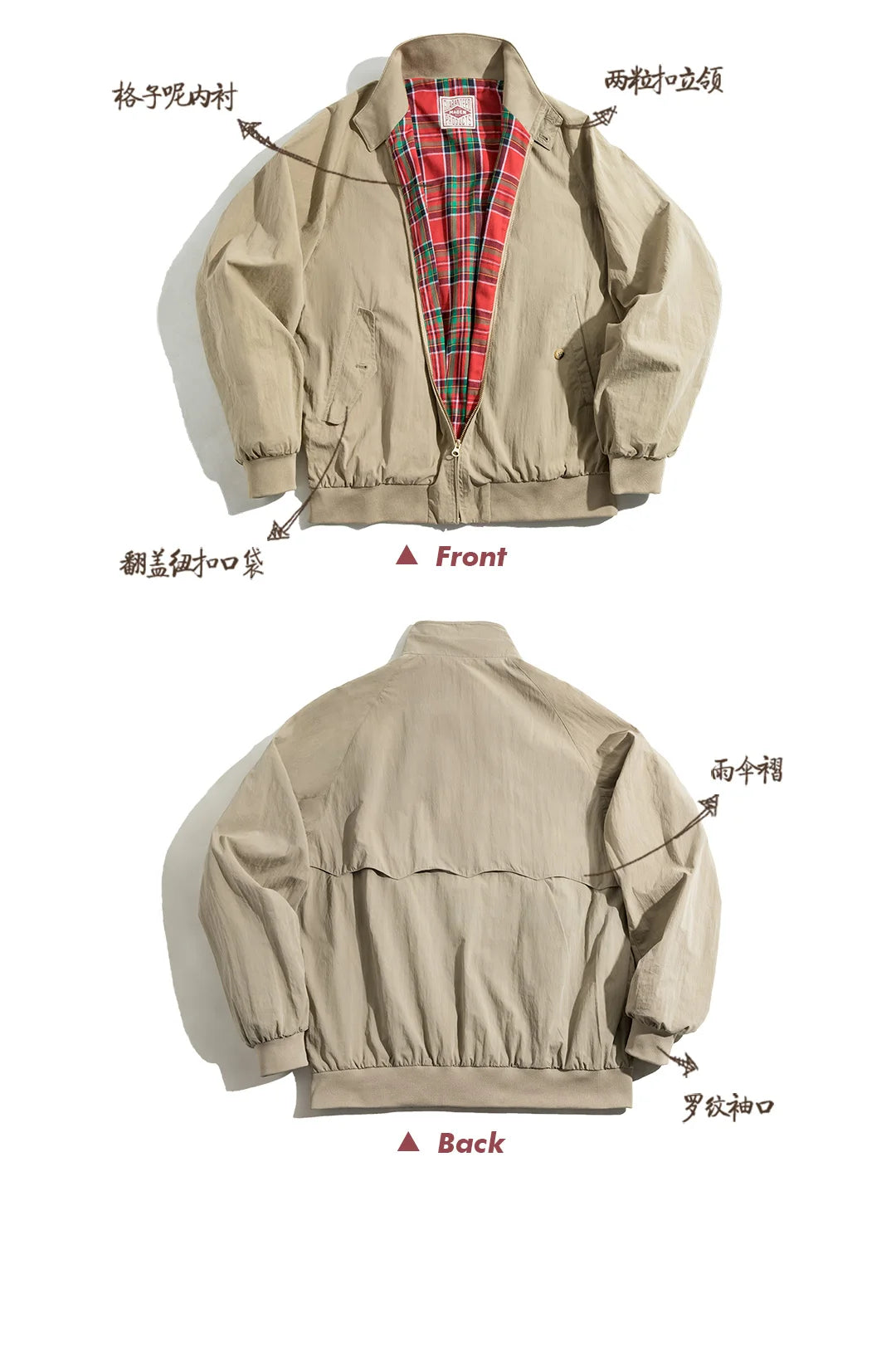 Maden Vintage Stand-Up Collar Jacket – Workwear Baseball Style Coat for Women &amp; Unisex, Spring/Autumn