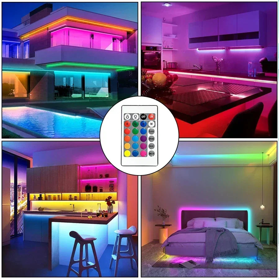 24V RGB USB LED Strip Light with 24-Key IR Remote – Flexible SMD3535 Light Strip for TV Backlighting &amp; Room Decoration