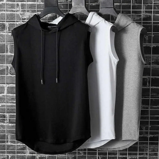 Men’s Sleeveless Gym Hoodie – Lightweight Summer Sports Vest with Hood | Casual Fitness Tank Top