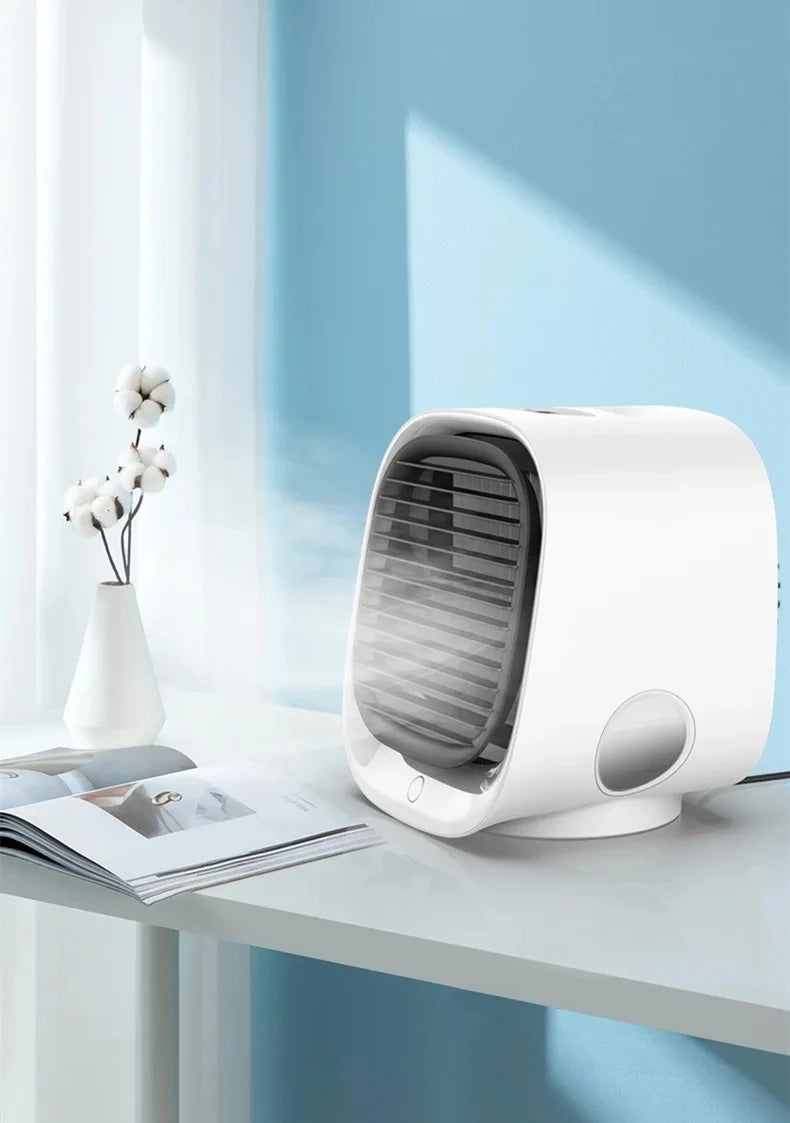 Portable Mini Air Conditioner – Personal Evaporative Cooler with 3-Speed Fan, Compact Desk Cooling Fan for Office, Home, or Car Use