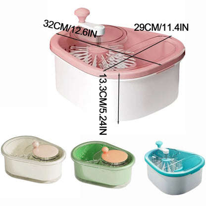 Manual Salad Spinner & Fruit Washer Set – Hand Crank Vegetable Dryer and Drain Basket for Kitchen Use