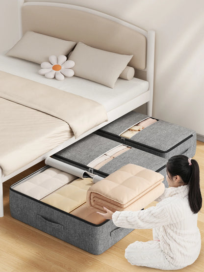 Foldable Underbed Storage Organizer Bag – Large Capacity Clothes, Quilt &amp; Blanket Holder for Closet or Wardrobe Use