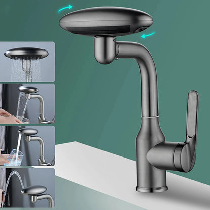 Multi-Functional Waterfall Basin Faucet with 4 Spray Modes, 360° Rotating Hot & Cold Sink Mixer Tap for Bathroom Use