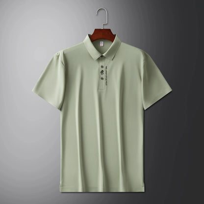Men's Premium Printed Polo Shirt – Short Sleeve, Seamless Ice Silk, Breathable Golf & Business Casual Summer Tee