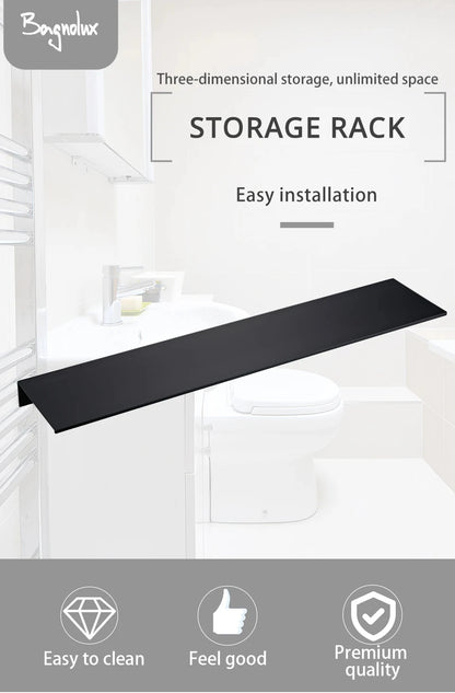 Matte Black Wall-Mounted Shelf – Modern Bathroom & Kitchen Storage Rack (30-50cm) – Shower Organizer Wholesale Promotion