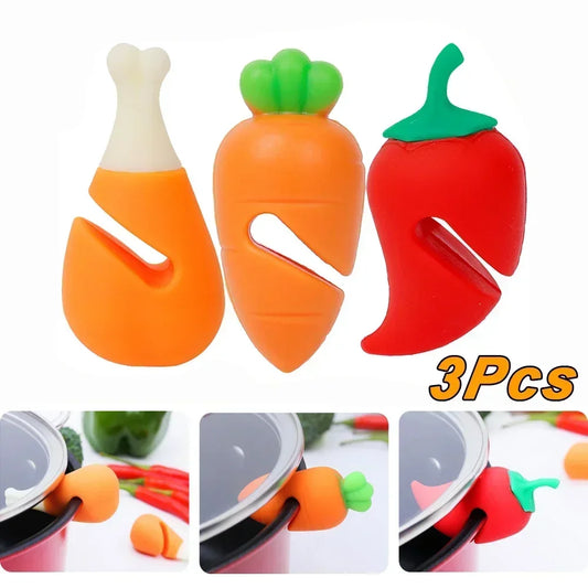 1/3Pcs Silicone Pot Lid Lifter – Heat-Resistant, Anti-Spill, Splash-Proof Lid Holder for Cooking | Creative & Durable Kitchen Gadget