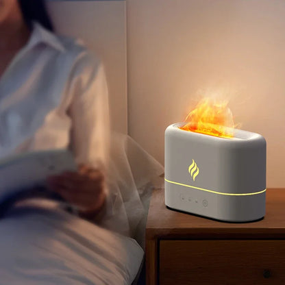Simulated Flame Aroma Diffuser &amp; Humidifier with 7-Color LED, Timer, Silent Operation, and Air Purification for Essential Oils