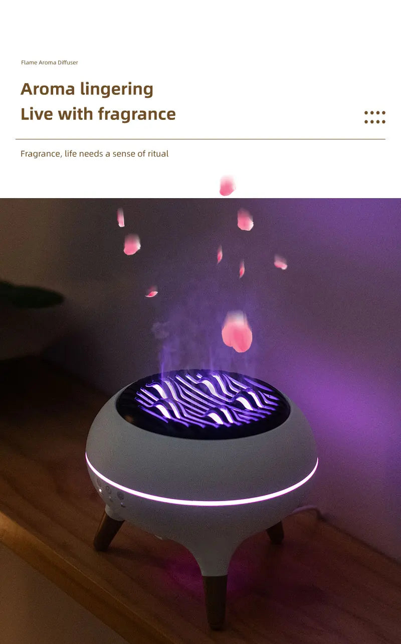 350ML Flame-Effect Jellyfish Aroma Diffuser – Dynamic Essential Oil Air Humidifier with Gradient LED Night Light for Desktop Use
