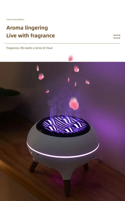 350ML Flame-Effect Jellyfish Aroma Diffuser – Dynamic Essential Oil Air Humidifier with Gradient LED Night Light for Desktop Use