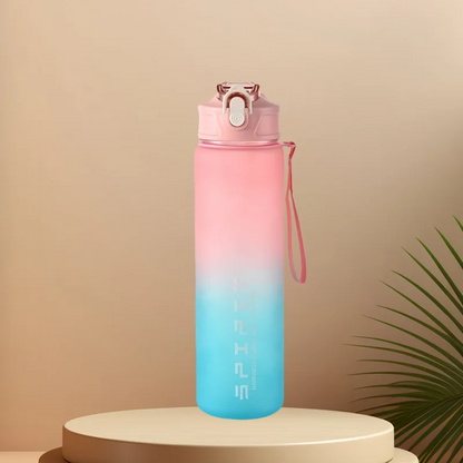 Time-Marked Sports Water Bottle with Straw and Leak-Proof Flip Lock – Portable Hydration Bottle for Outdoor Activities