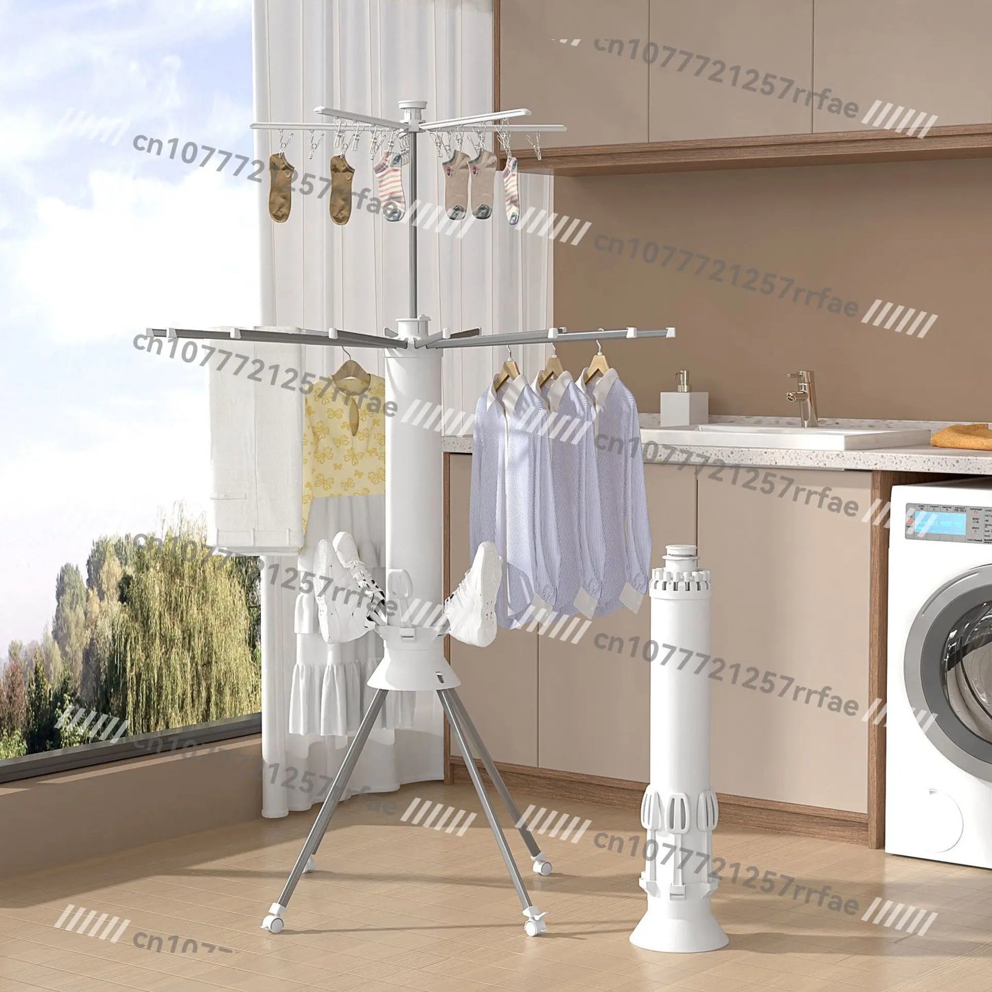 Foldable Octopus Drying Rack – No-Drill Retractable Removable Hanger for Balcony & Indoor Use