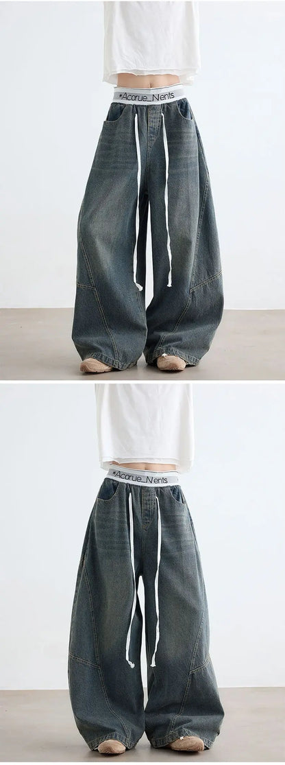 New American Style Men’s Stretch Wide-Leg Cowboy Jeans – Retro Washed Loose Fit Denim for Autumn &amp; Winter &nbsp;