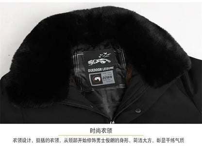 Men’s Solid Winter Parka with Fur Hood – Loose, Waterproof Fleece-Lined Vintage Streetwear Jacket