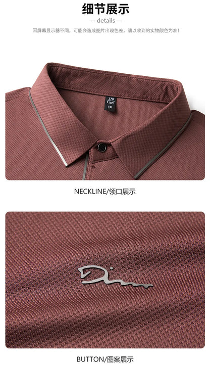 Men’s Premium Seamless Polo – Luxury Cool Fabric, Slim Fit, Anti-Wrinkle, Business‑Casual Golf Tee