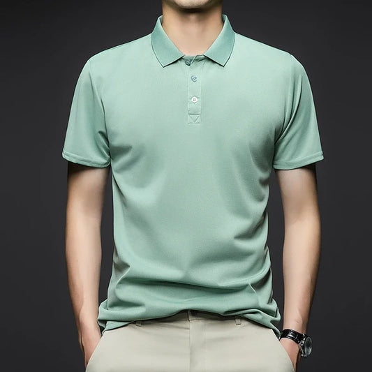 Men's Solid Color Polo Shirt – Summer Short Sleeve, Breathable & Comfortable Casual Top