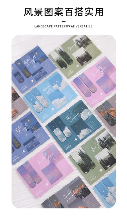 2pcs Magnetic Forest-Themed Bookmarks – Landscape Design for Book Lovers & Readers