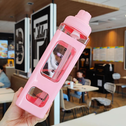 White Sports Water Bottle with Straw – 700/900ml Reusable Plastic Cup for Outdoor, Cycling & Home Use