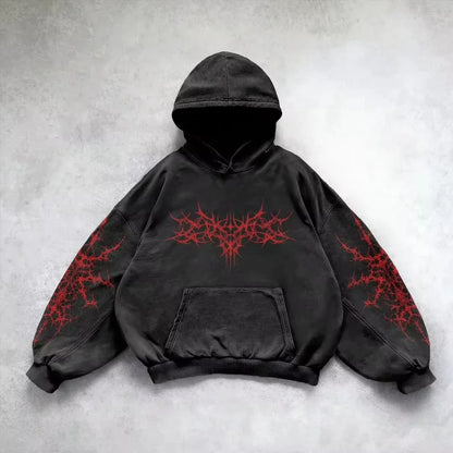 American Y2K-Inspired Oversized Padded Hoodie – Women's Streetwear Hip Hop Zip-Up Sweatshirt, Casual Punk Couple Style Outerwear