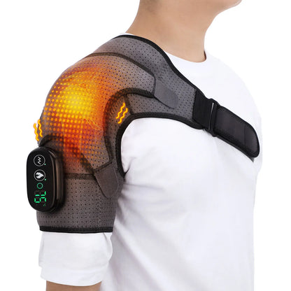 Rechargeable Electric Shoulder Massager with Heating & Vibration – Thermal Therapy Belt for Knee & Arthritis Pain Relief