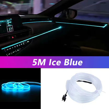 5M LED Car Interior Ambient Light Strip – Flexible Neon USB Decorative Wire for DIY Auto Styling &amp; Party Use