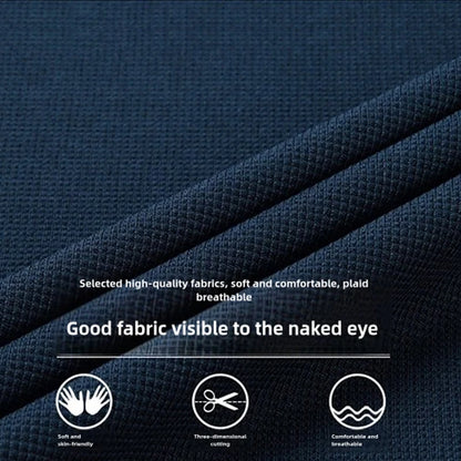 Men’s Summer Casual Waffle O-Neck Short Sleeve T-Shirt – Breathable Solid Color Fashion Tee