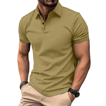 Men’s Summer Casual Polo Shirt with Short Sleeves, Solid Color, Lapel Collar, Button-Up Design – Lightweight and Perfect for Streetwear and Jogging
