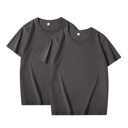 2-Pack Unisex Solid Color T-Shirts – 100% Cotton, Loose Fit, Short Sleeve, Basic Everyday Tees for Men & Women, White & Black Options
