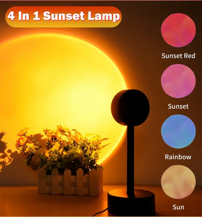 USB Sunset Projection Lamp – Ambient Mood Light for Bedroom, Living Room, Bar, and Photography Backdrops &nbsp;