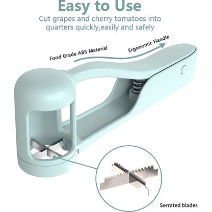 Toddler-Friendly Tomato and Grape Slicer Cutter – Cherry Fruit Salad Tool, Baby Kitchen Gadget for Easy Cutting